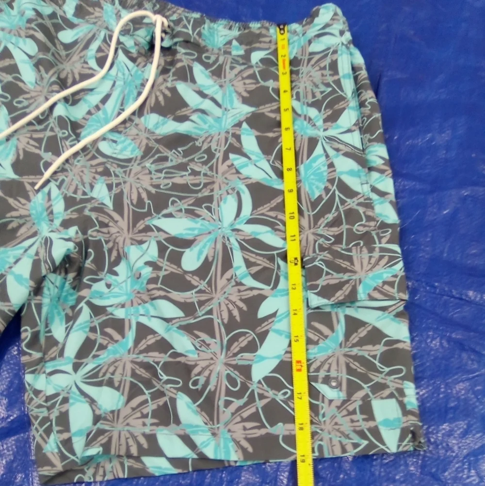 Men's Tropical Swim Shorts - Green and Gray
